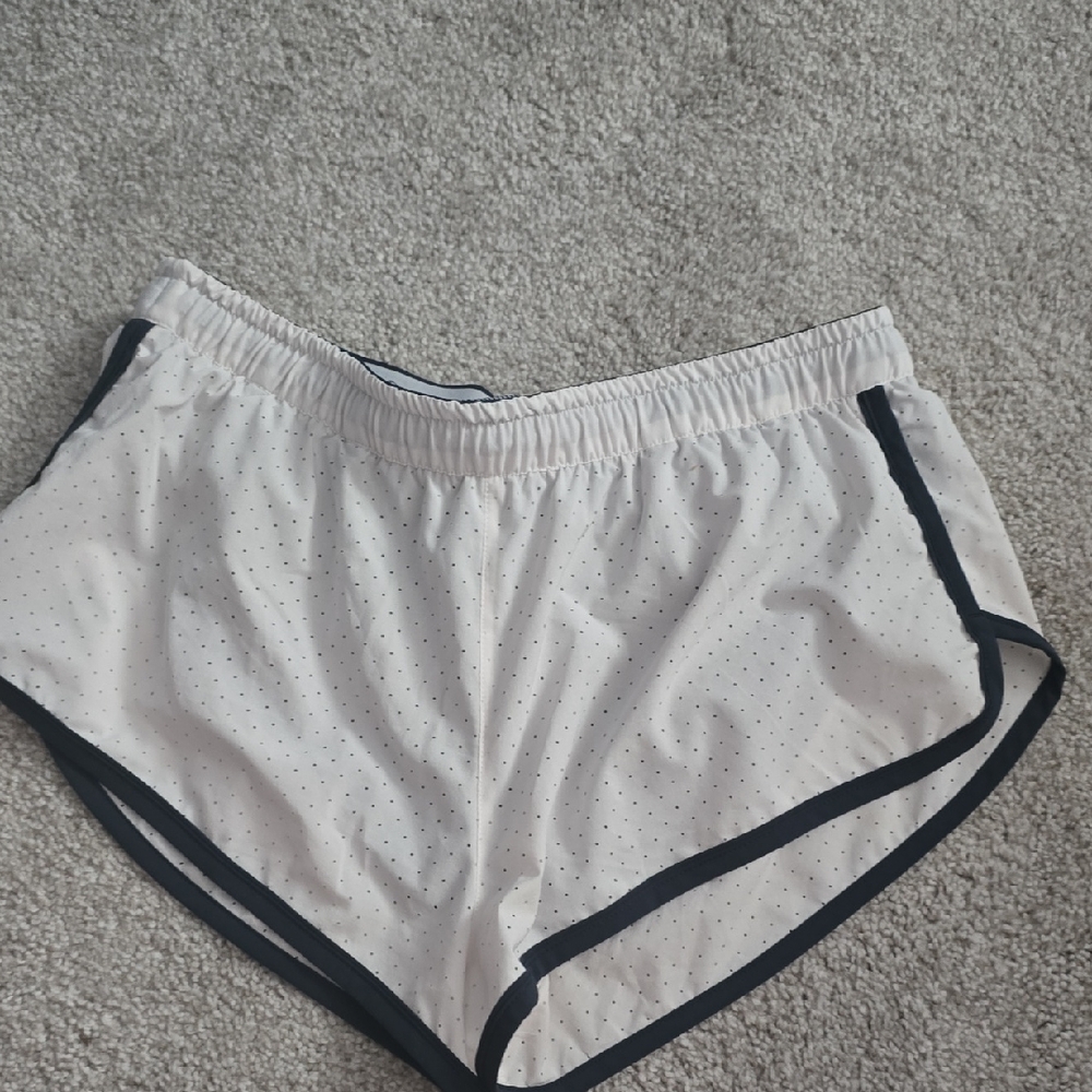 Women's White and Black Trim Shorts